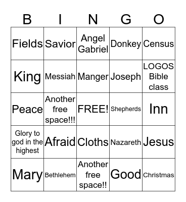 LOGOS Bingo Card