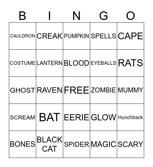 HALLOWEEN Bingo Card