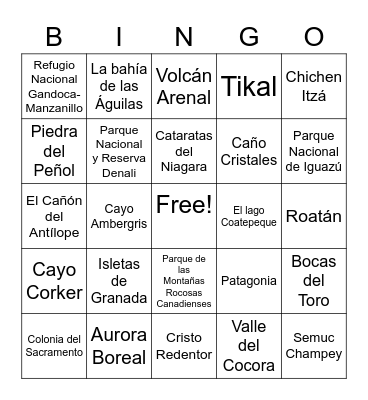 Maravillas de América Bingo Card