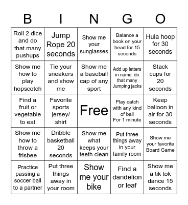 Scavenger Hunt Bingo Card