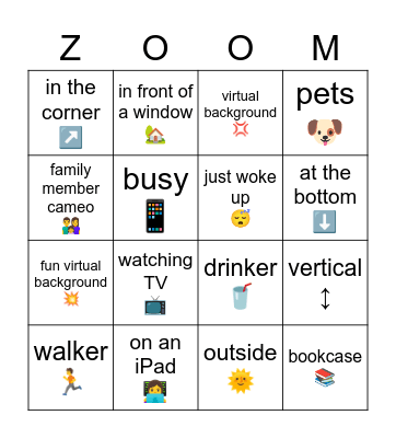 Zoom Personalities Bingo Card