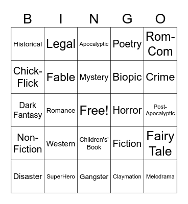 GENRES Bingo Card