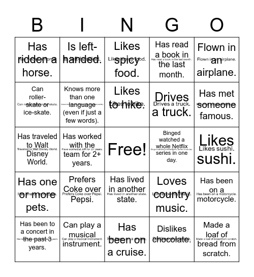 Virtual Bingo Card