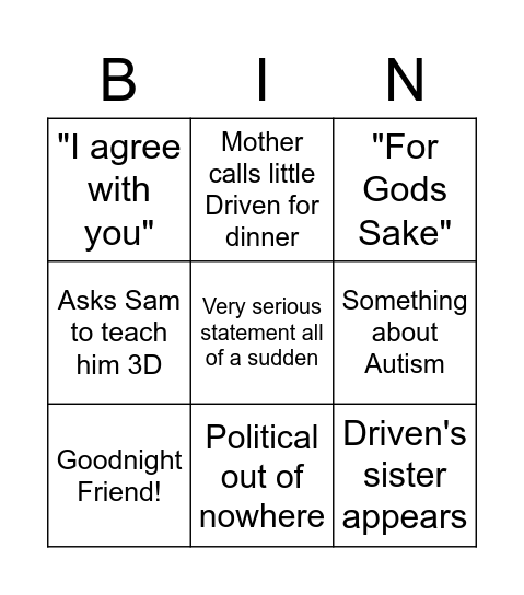 Driven Bingo Card