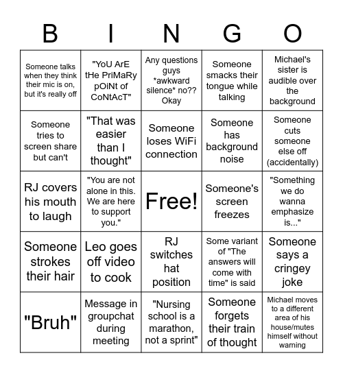 MSNS Bingo! Bingo Card