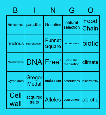 Science 6 Wrap-Up Bingo Card