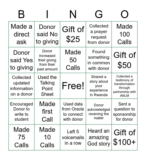 Annual Update 2020 Bingo Card
