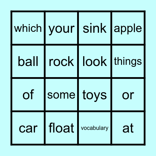 Float or sink bingo Card