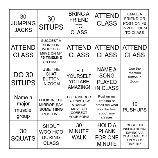 LIVESTREAM BINGO Card