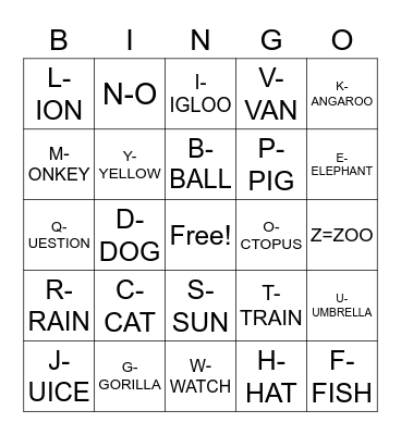 ALPHABET BINGO Card