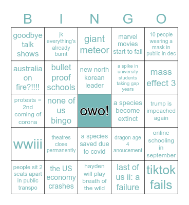 2020 leTS GOO bABIE Bingo Card