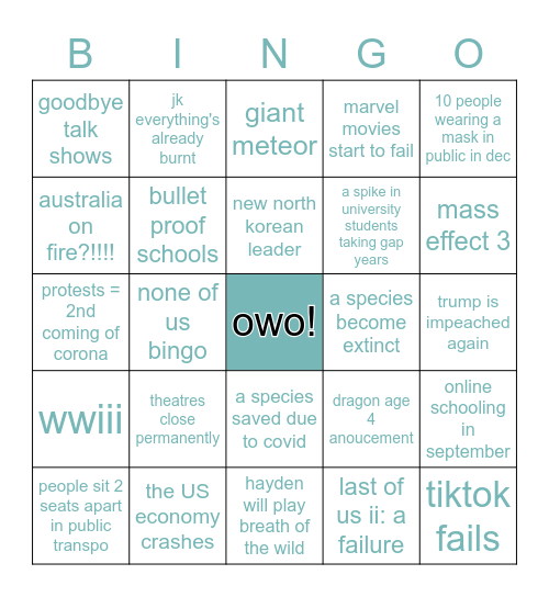 2020 leTS GOO bABIE Bingo Card