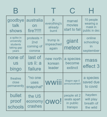 2020 leTS GOO bABIE Bingo Card