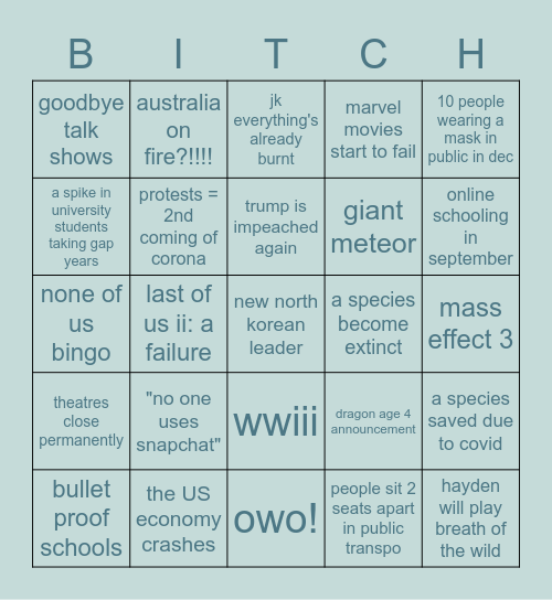 2020 leTS GOO bABIE Bingo Card