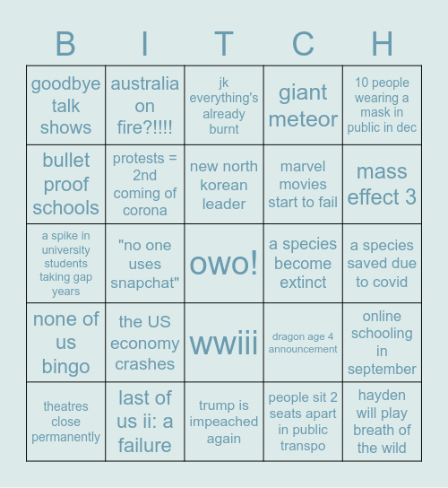 2020 leTS GOO bABIE Bingo Card