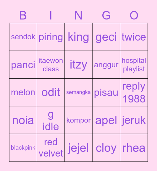 noia lulusan sarjana bingo😎🤘🏻 Bingo Card