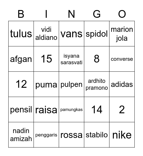 tamie's bingo! 🍭 Bingo Card