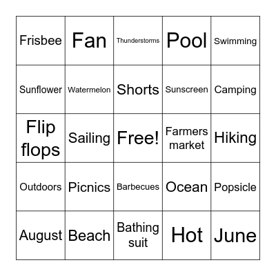 Summer Bingo Card