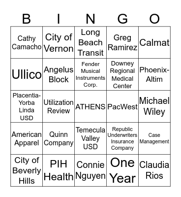 Anniversary Bingo Card