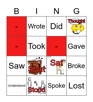 Irregular Verbs Bingo Card