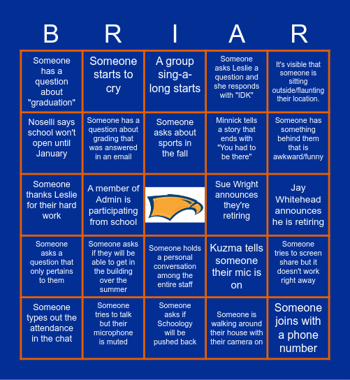 Briar Woods EOY Virtual Bingo! Bingo Card