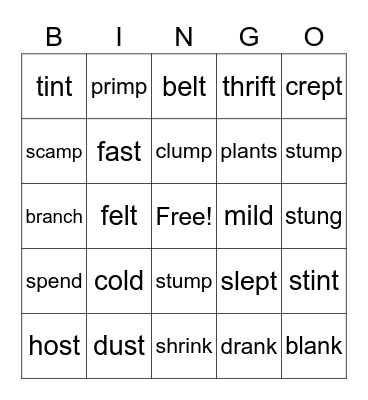 Step Two Bingo Card
