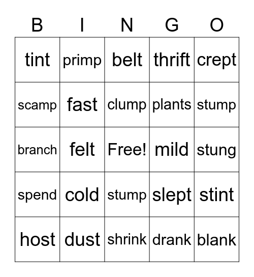 Step Two Bingo Card