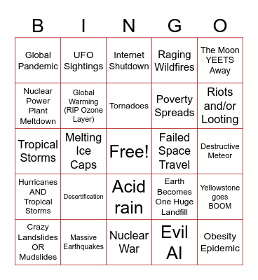 Apocalypse Bingo Card