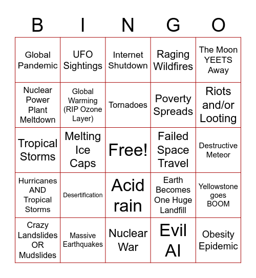 Apocalypse Bingo Card