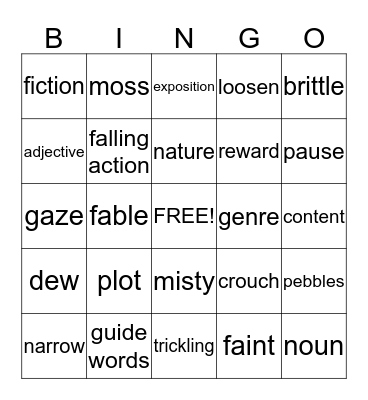 vocabulary Bingo Card