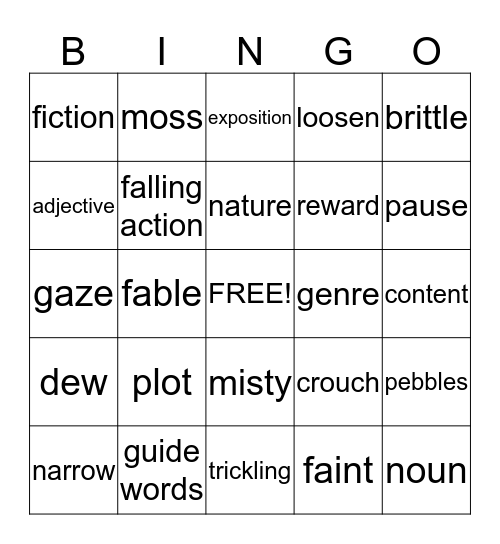 vocabulary Bingo Card