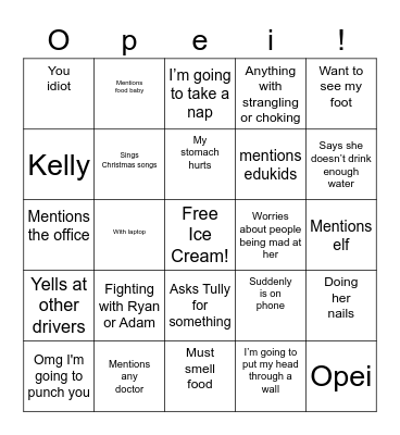 Mack Bingo Card