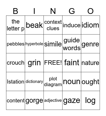 vocabulary Bingo Card