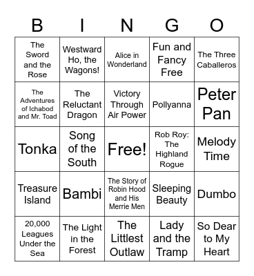 DISNEY BINGO Card