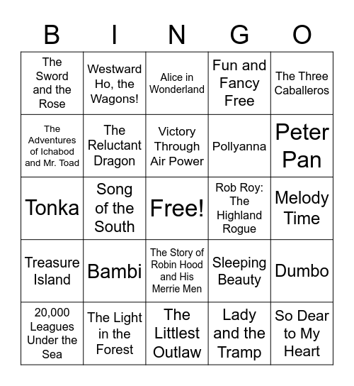 DISNEY BINGO Card