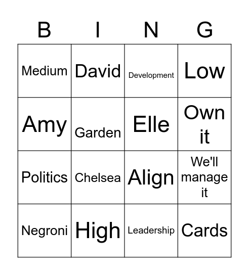 Prashant's Friday Bingo Card