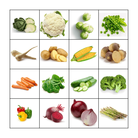 Vegetable Bingo Card