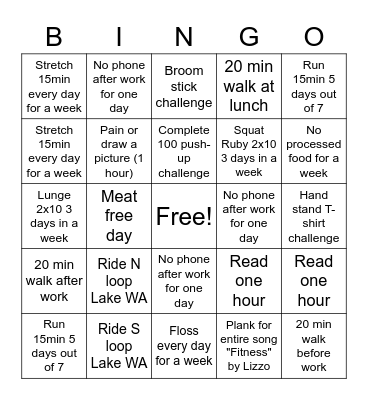 June Wellness Bingo Card