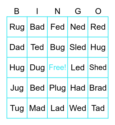 Word Family BINGO Card