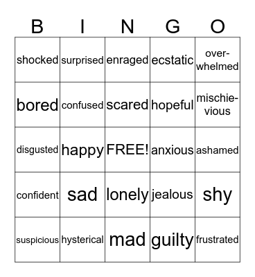 Feelings Bingo Card