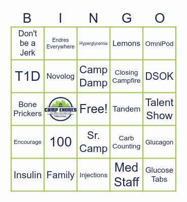 Camp Endres Sr 2020 Bingo Card