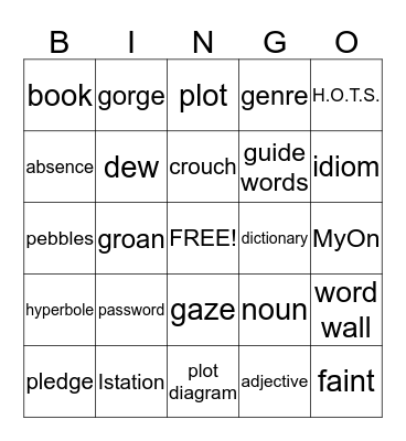 vocabulary Bingo Card