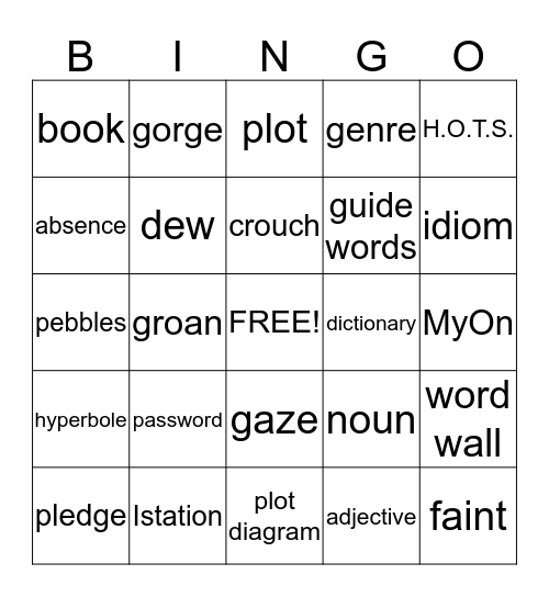 vocabulary Bingo Card