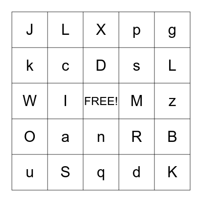 Alphabet B I N G O Bingo Card