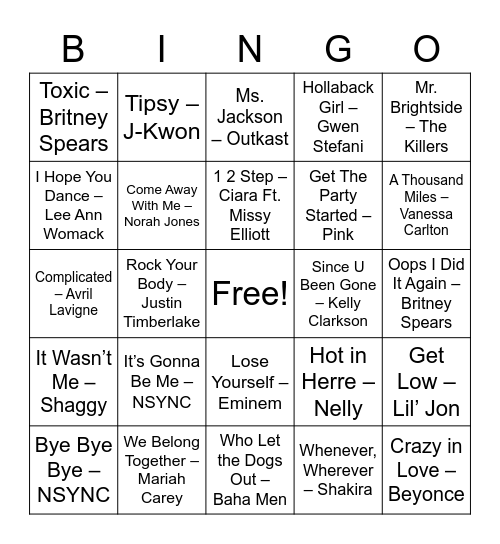 GCYP Music Bingo Card