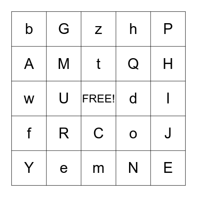 Alphabet B I N G O Bingo Card