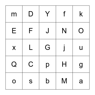 Alphabet B I N G O Bingo Card