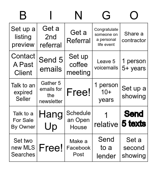 Prospecting Bingo Card