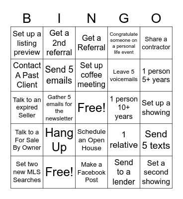 Prospecting Bingo Card