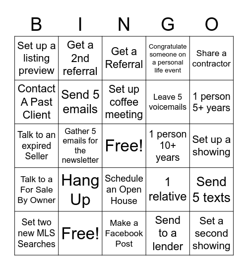 Prospecting Bingo Card